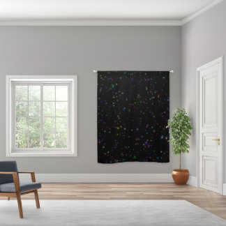 Colorful sparkling stars in night sky black design blackout curtains