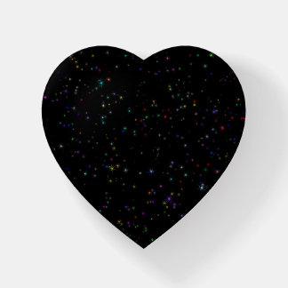 Colorful sparkling stars in night sky black design paperweight