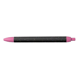 Colorful sparkling stars in night sky black design pen