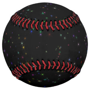 Colorful sparkling stars in night sky black design softball