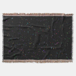 Colorful sparkling stars in night sky black design throw blanket