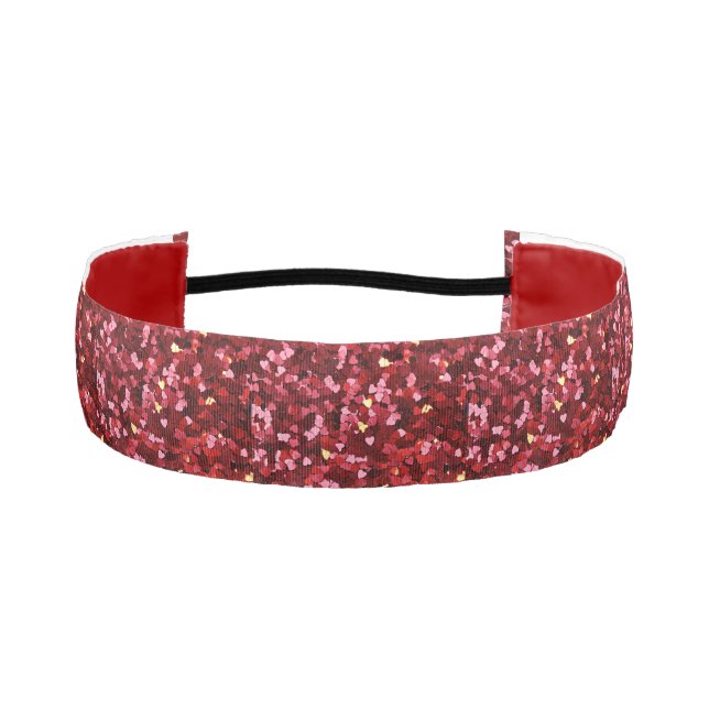 Colorful Sparkling Whimsical Hearts Red Pink  Athletic Headband (Front)