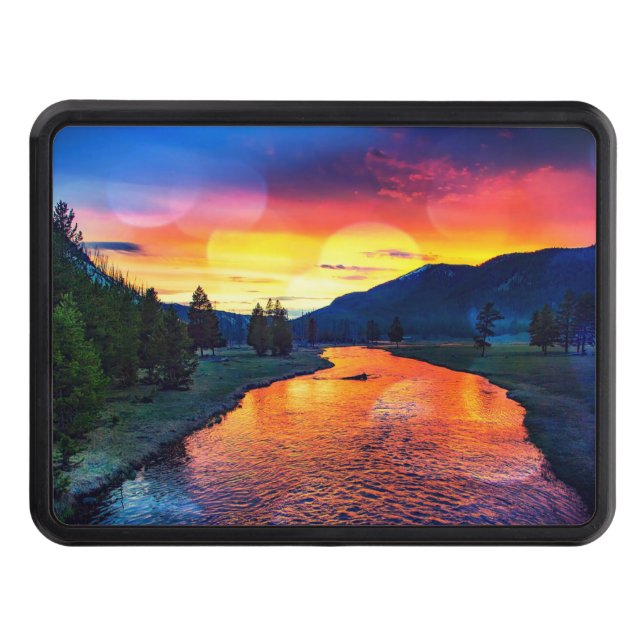 Colorful Sparkling Yellowstone River Landscape Hitch Cover (Front)
