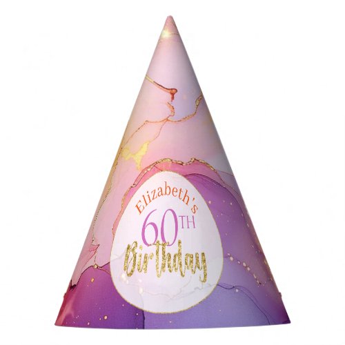 Colorful Sparkly Alcohol Ink 60th Birthday Party Hat
