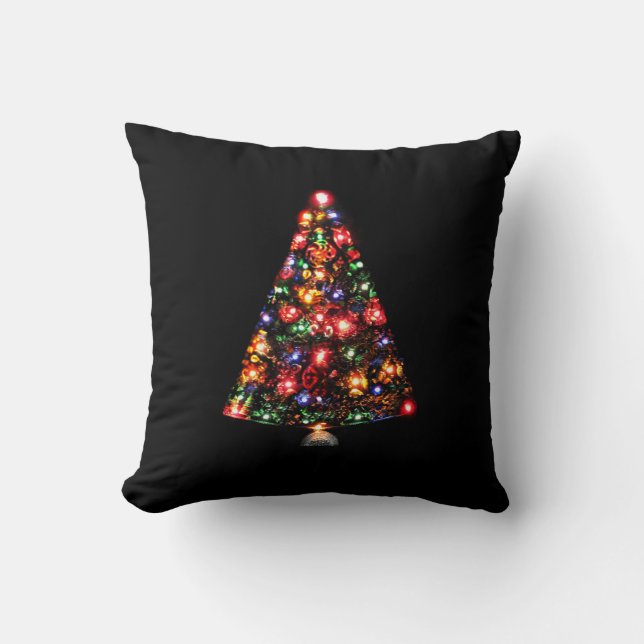 Colorful Sparkly Christmas Tree Throw Pillow (Front)