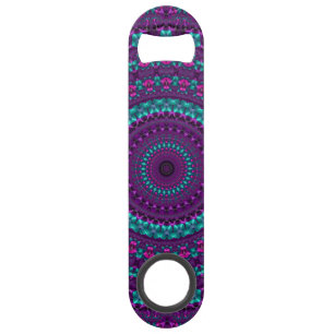 Colorful Sparkly Jewel Tone Mandala Digital Art Bar Key