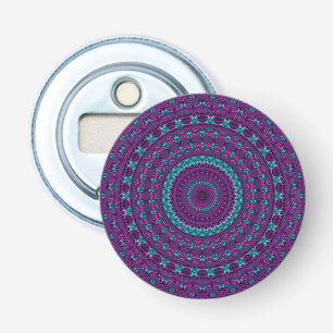Colorful Sparkly Jewel Tone Mandala Digital Art Bottle Opener