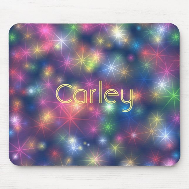 Colorful Sparkly Neon Lights Bokeh Personalised Mouse Pad (Front)