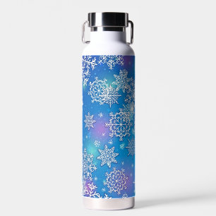 Colorful Sparkly Snowflakes Water Bottle
