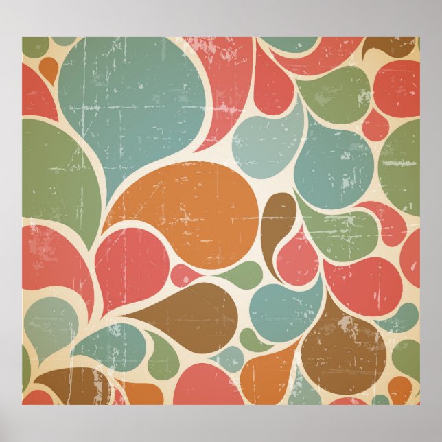 Colorful Spatters: Abstract Retro Pattern. Poster (Front)