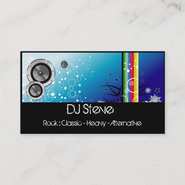 Colorful Speakers Band DJ Music 2 Business Cards (Front)
