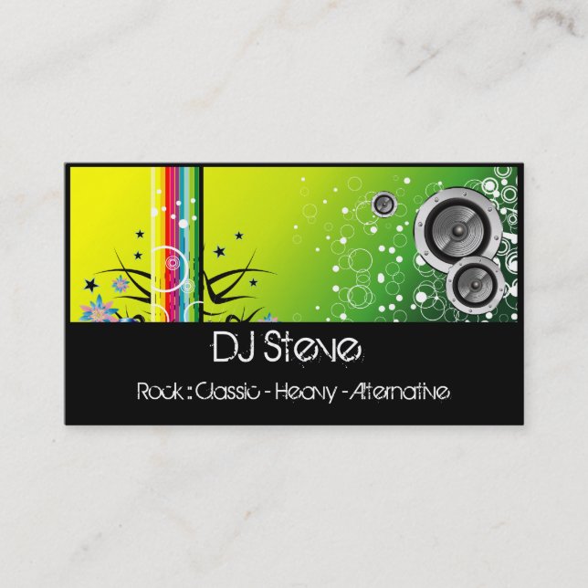 Colorful Speakers Band DJ Music Business Cards (Front)