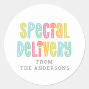 Colorful Special Delivery Classic Round Sticker