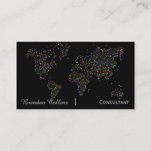 Colorful Speckles World Map Continents Business Card
