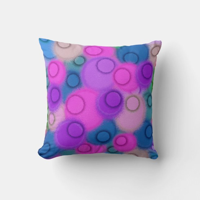 Colorful Sphere Abstract Painting Throw Pillow (Front)