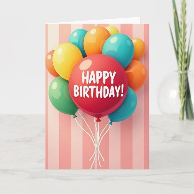 Colorful Sphere Birthday Card (Front)
