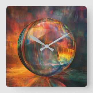 Colorful Sphere Illustration Square Wall Clock