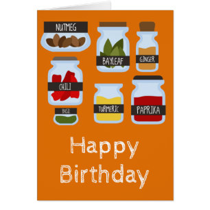 Colorful spice jars cooking style cards
