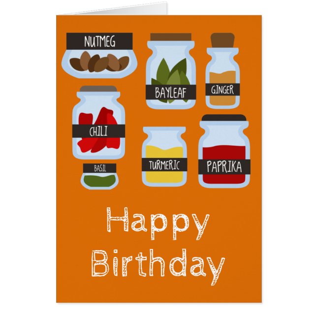 Colorful spice jars cooking style cards (Front)