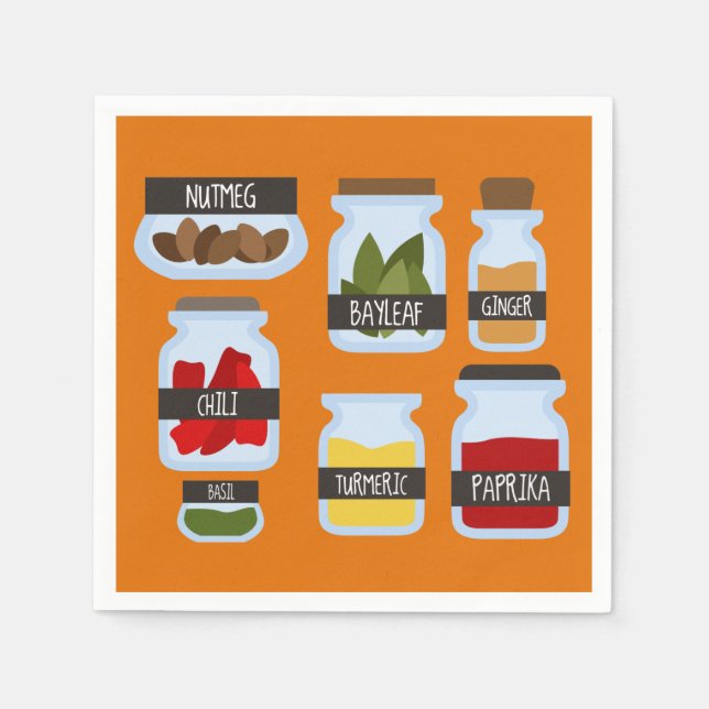 Colorful spice jars cooking style napkins (Front)