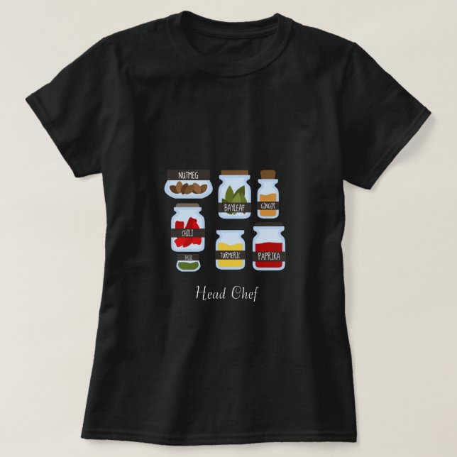 Colorful spice jars cooking style T-Shirt (Design Front)
