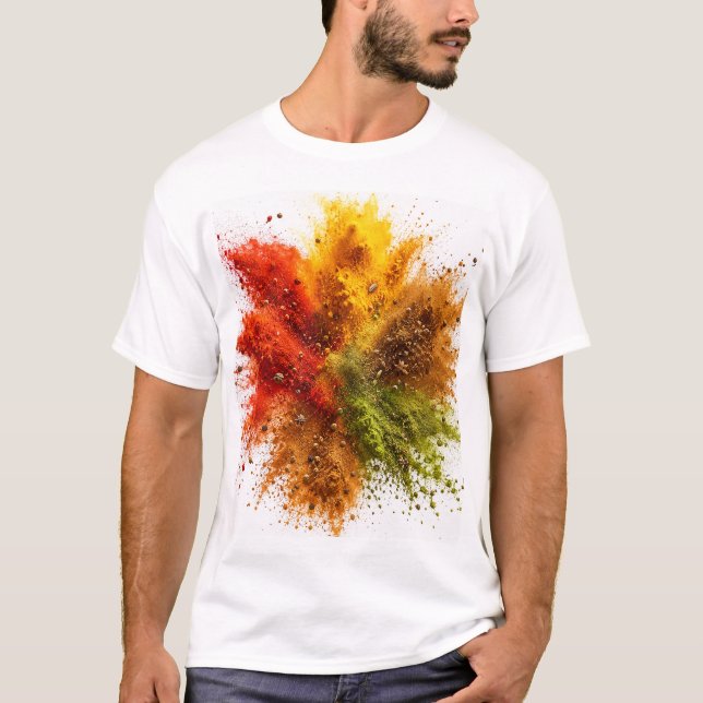 Colorful Spice Powder Explosion Burst  T-Shirt (Front)