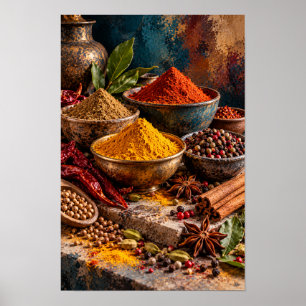Colorful Spices and Aromatic Herbs – Rustic Culina Poster