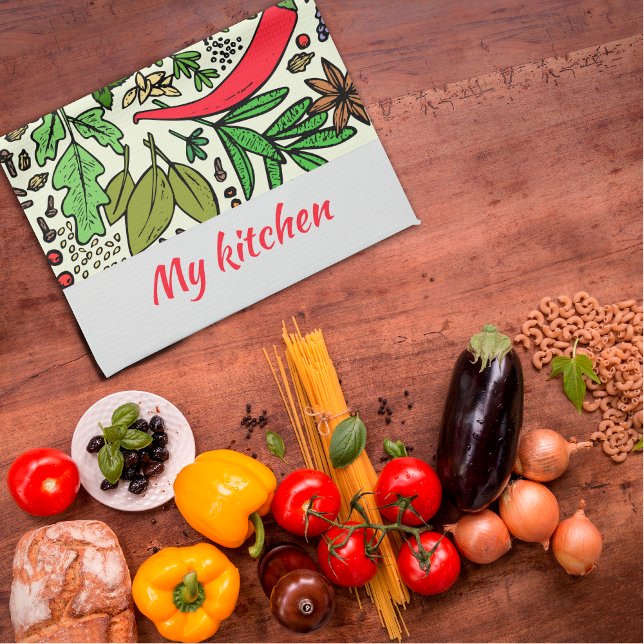 Colorful spices pattern name Kitchen Towels (Creator Uploaded)
