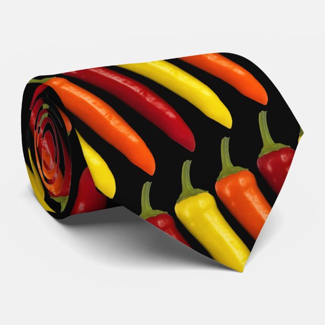 Colorful Spicy Hottie Banana Peppers Tie (Rolled)