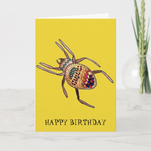Colorful Spider birthday arachnid art Card