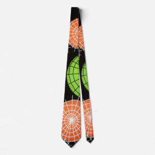Colorful Spider Web Design Futuristic Circular Neck Tie