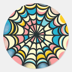 Colorful Spider Web Pastel Halloween Stickers