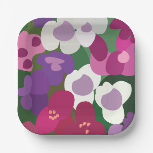 Colorful Spiderwort Flowers Floral Party Paper Plates