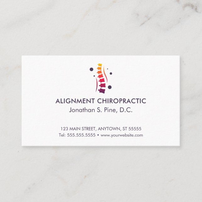 Colorful Spine Logo Chiropractic Appointment Cards (Front)