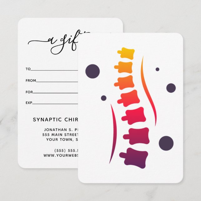 Colorful Spine Logo Chiropractic Gift Certificate (Front/Back)