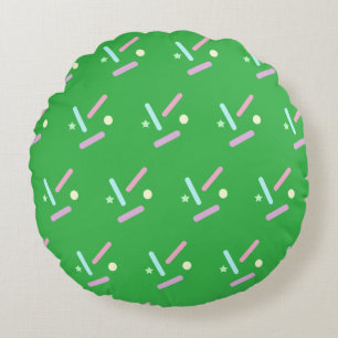 Colorful Spinkles Green Bright Round Pillow