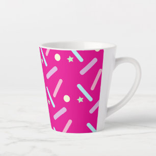 Colorful Spinkles Pastel Pattern Bright Pink Latte Mug