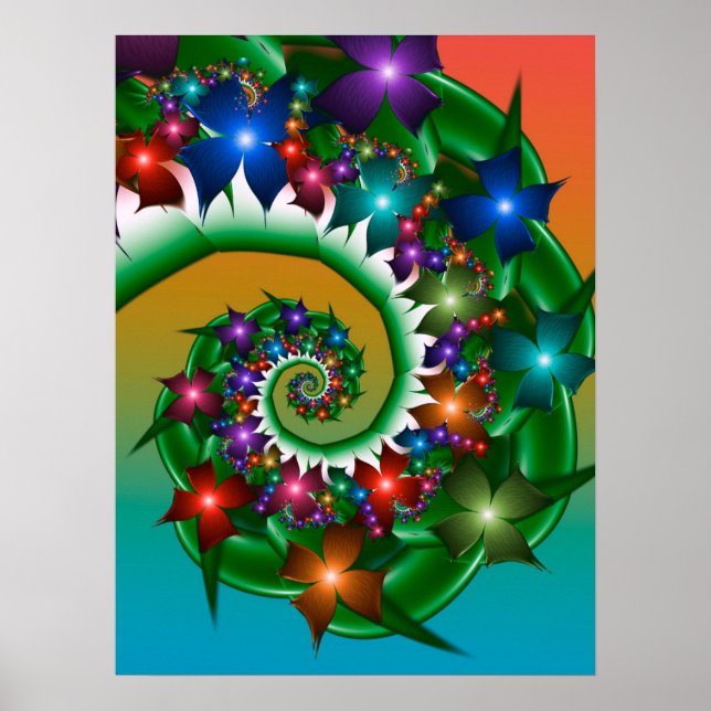 Colorful Spinning Flowers Poster (Front)