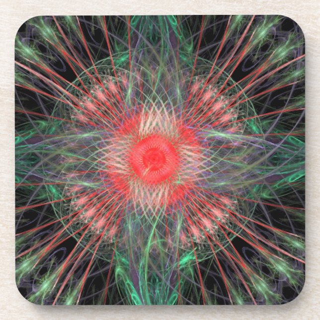 Colorful Spinning Swirls Beverage Coaster (Front)