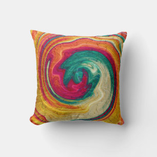 Colorful Spiral Abstract Art Throw Pillow