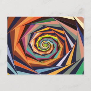 Colorful Spiral Abstract in the Linear Flat Postcard