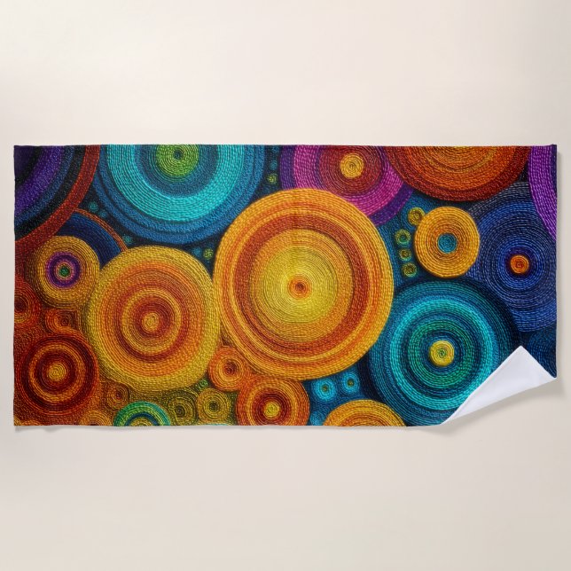 Colorful Spiral Abstract Pattern Geometric Swirl Beach Towel (Front)