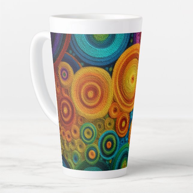 Colorful Spiral Abstract Pattern Geometric Swirl Latte Mug (Left Angle)
