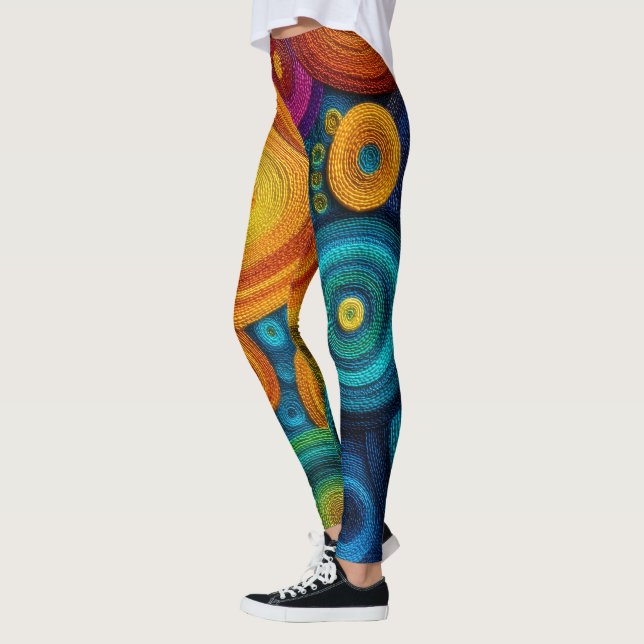 Colorful Spiral Abstract Pattern Geometric Swirl Leggings (Left)