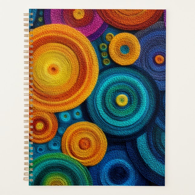 Colorful Spiral Abstract Pattern Geometric Swirl Planner (Front)