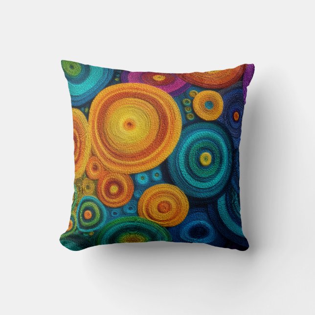 Colorful Spiral Abstract Pattern Geometric Swirl Throw Pillow (Front)
