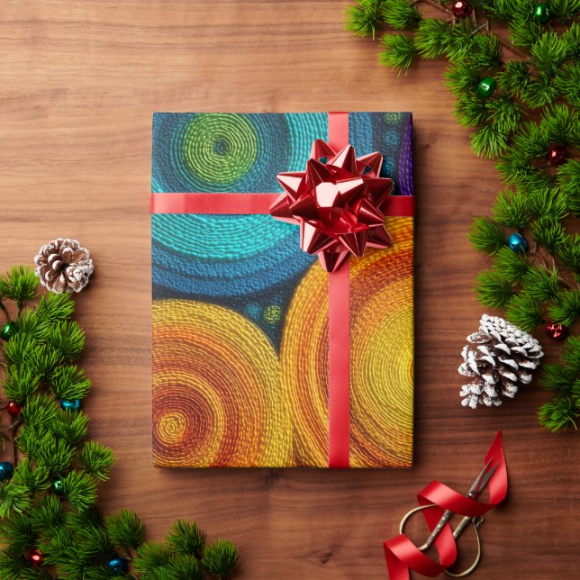 Colorful Spiral Abstract Pattern Geometric Swirl Wrapping Paper (Holiday Gift)