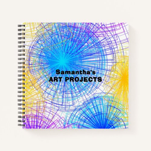 Colorful Spiral Circles Art Projects Name Notebook
