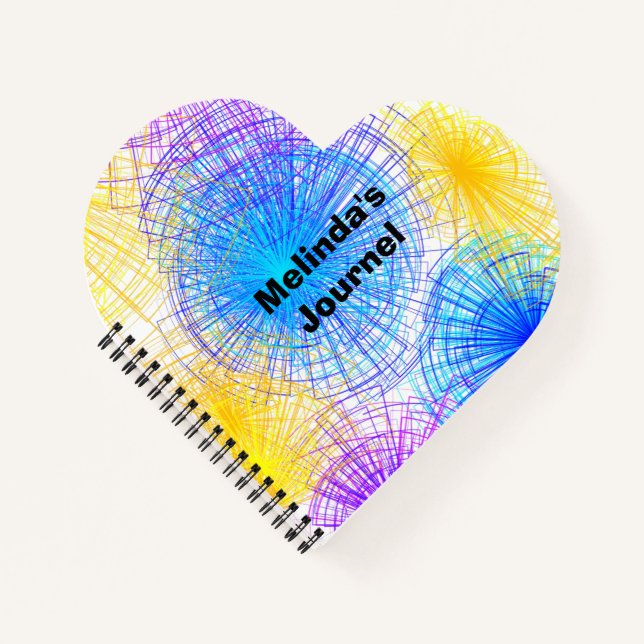 Colorful Spiral Circles Heart Notebooks (Front)
