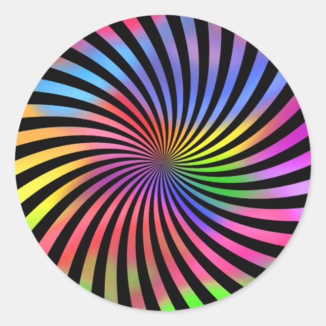 Colorful Spiral Design: Classic Round Sticker (Front)